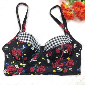 Torrid size 0 gingham floral set (top and bottom)